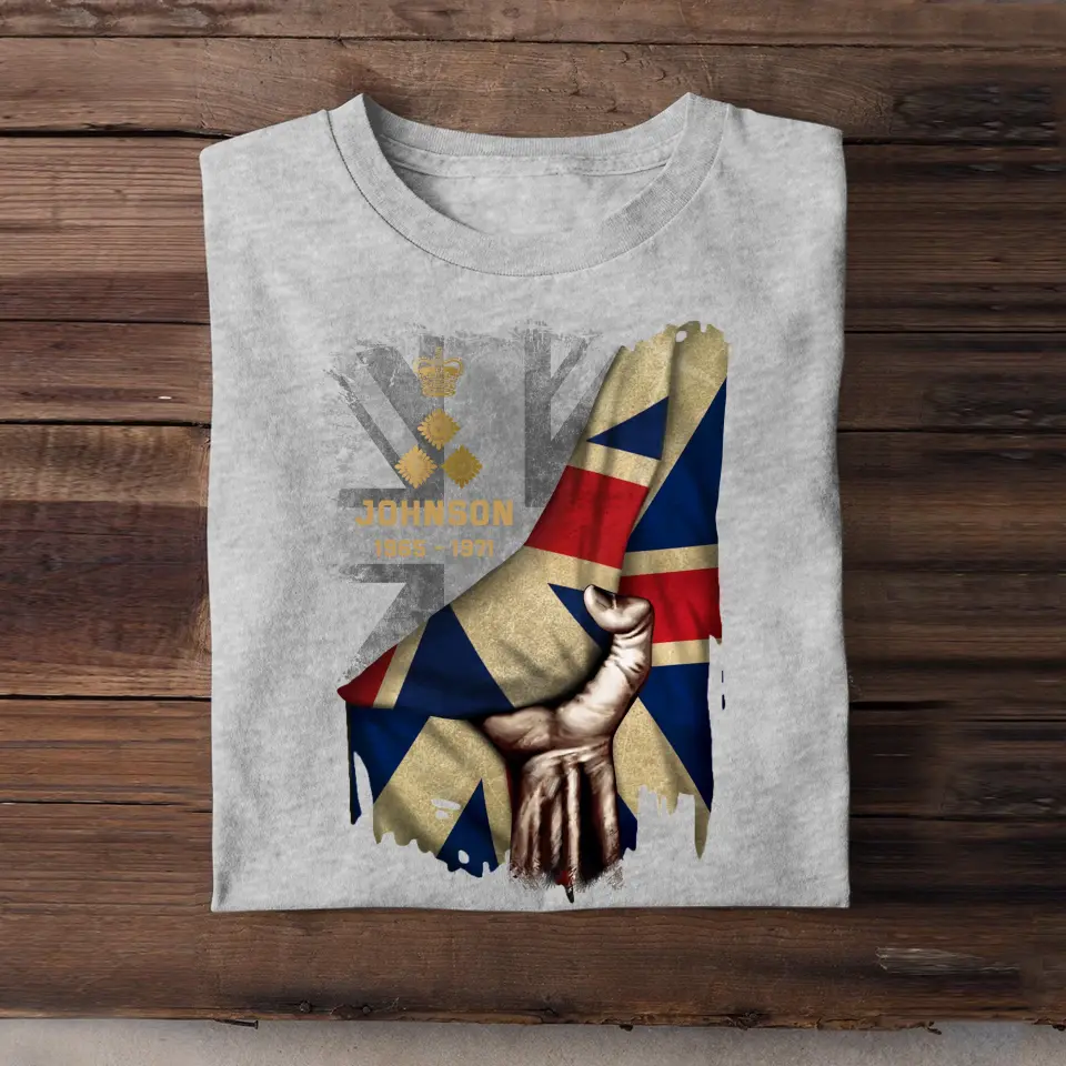 Personalized UK Flag Rank Camo T-shirt Printed 23JUL-PN25