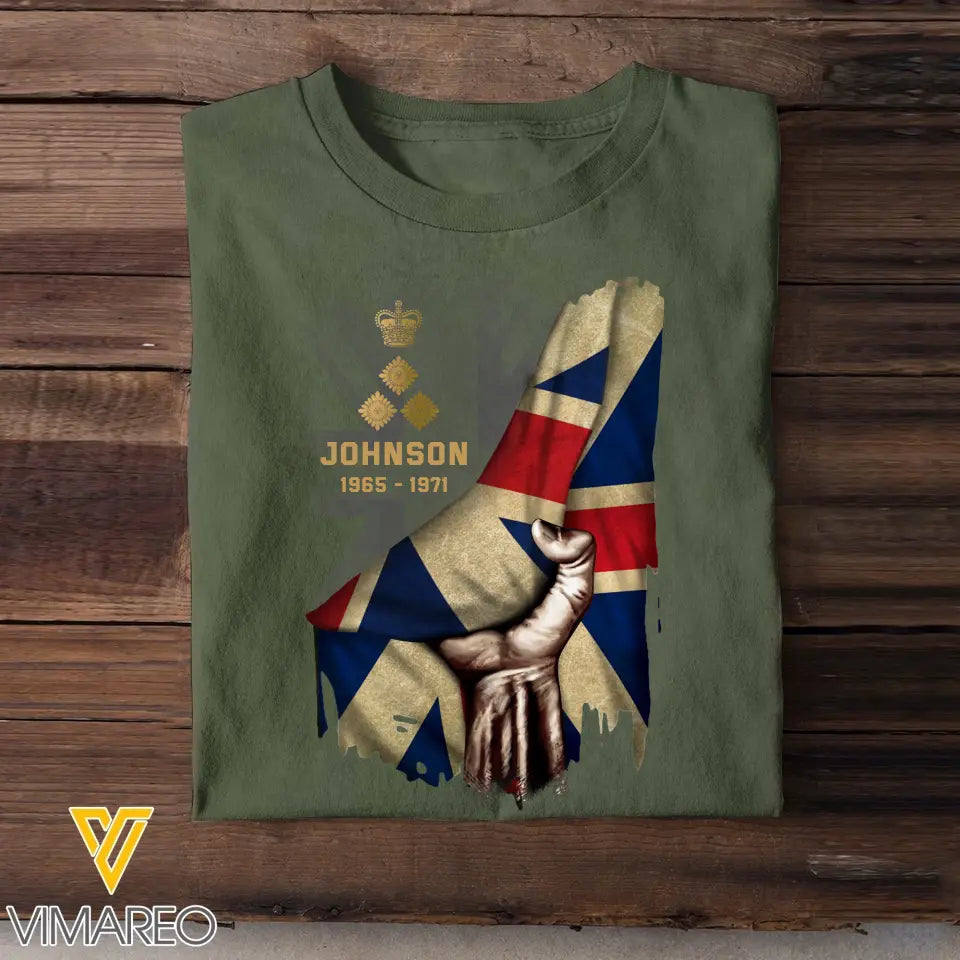 Personalized UK Flag Rank Camo T-shirt Printed 23JUL-PN25