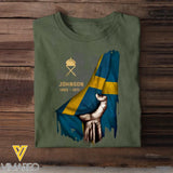 Personalized Swedish Rank Camo Flag T-shirt Printed 23JUL-PN25