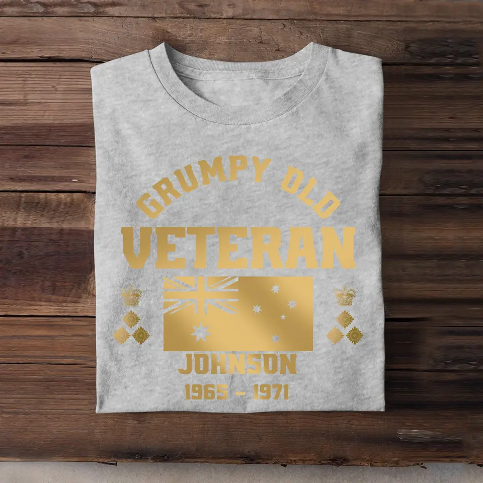 Personalized Grumpy Old VET UK Flag Rank Camo T-shirt Printed 23JUL-DNL25