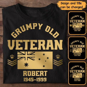 Personalized Grumpy Old VET US Flag Rank Camo T-shirt Printed 23JUL-DNL25