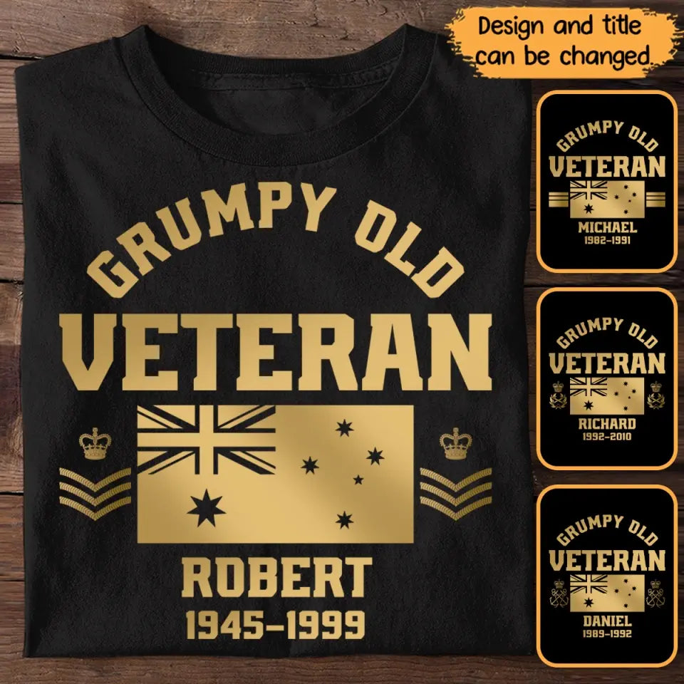 Personalized Grumpy Old VET US Flag Rank Camo T-shirt Printed 23JUL-DNL25