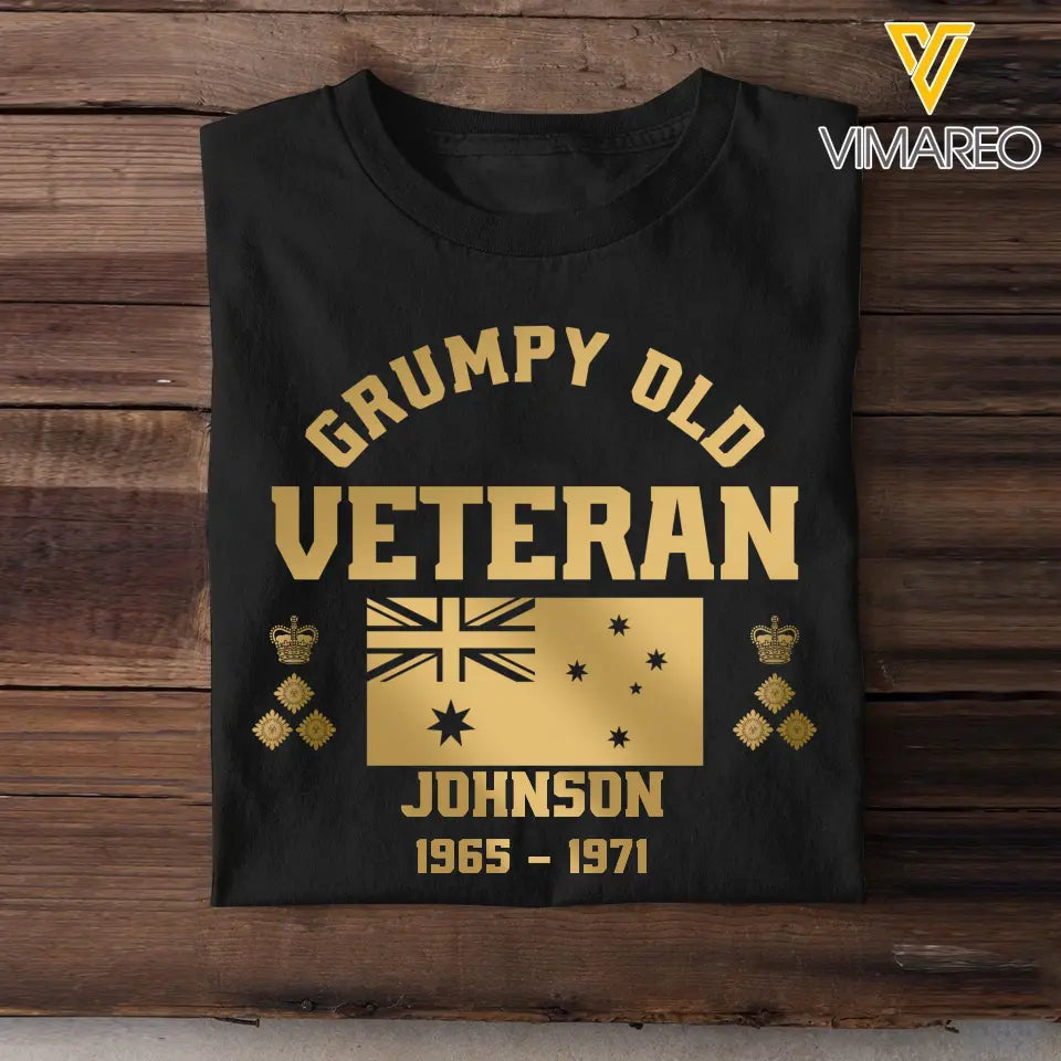 Personalized Grumpy Old VET US Flag Rank Camo T-shirt Printed 23JUL-DNL25