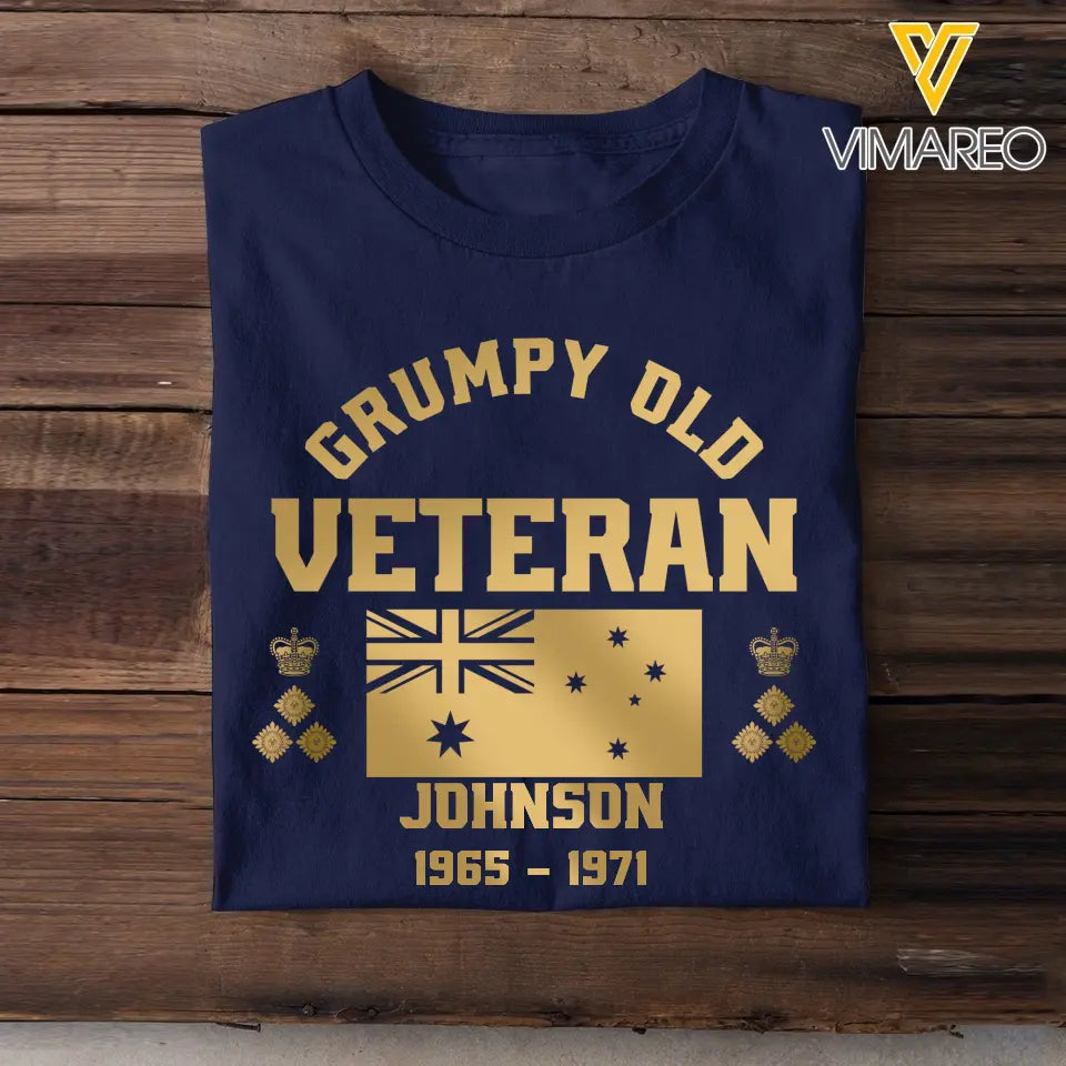 Personalized Grumpy Old VET US Flag Rank Camo T-shirt Printed 23JUL-DNL25