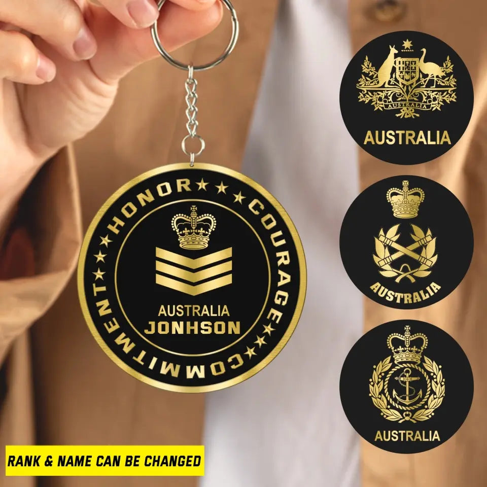 Personalized Australian Honor Courage Commitment Aluminium Keychain Printed QTKH277