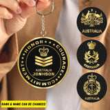 Personalized Australian Honor Courage Commitment Aluminium Keychain Printed QTKH277