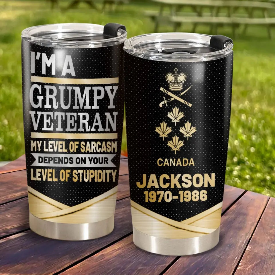 Personalized Canadian My Level Of Sarcasm Depends On Your Level Of Stupidity Tumbler Printed QTPVD277