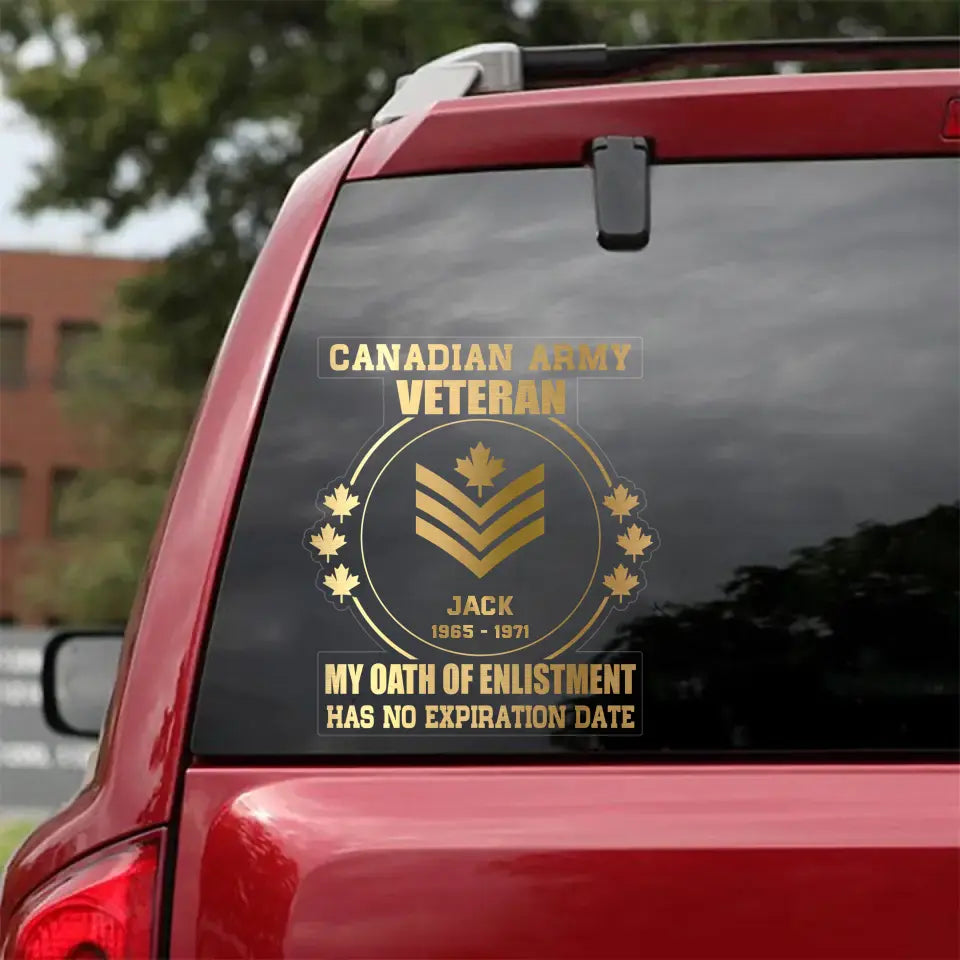 Personalized Canadian My Oath Of Enlistment Has No Expiration Date Car Decal Printed QTPN267