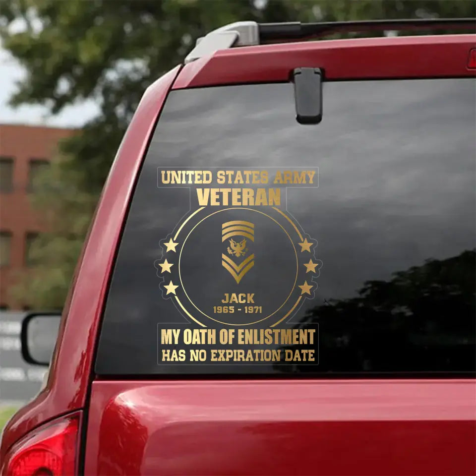 Personalized US My Oath Of Enlistment Has No Expiration Date Car Decal Printed QTPN267