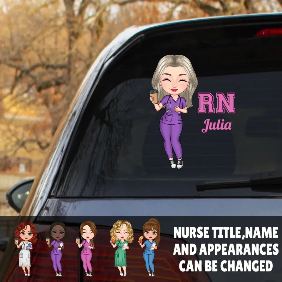 Personalized Nurse with Name Car Decal Printed 23JUL-PVD27