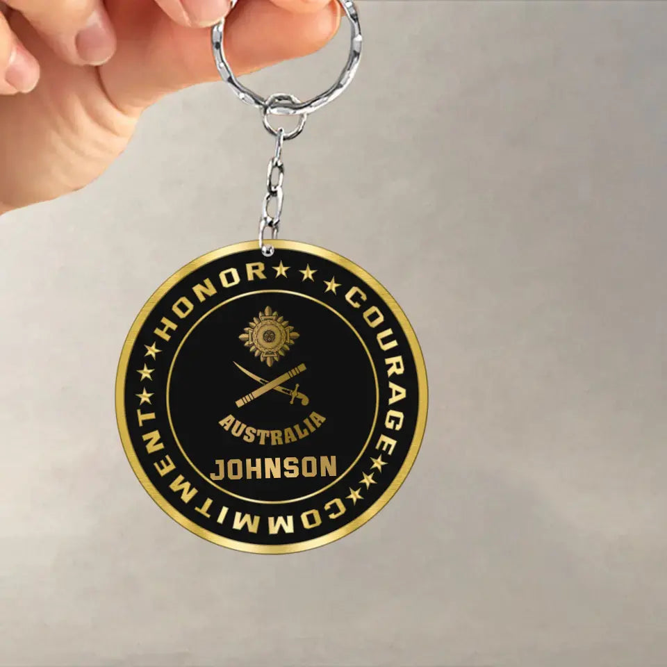 Personalized Australian Honor Courage Commitment Aluminium Keychain Printed QTKH277