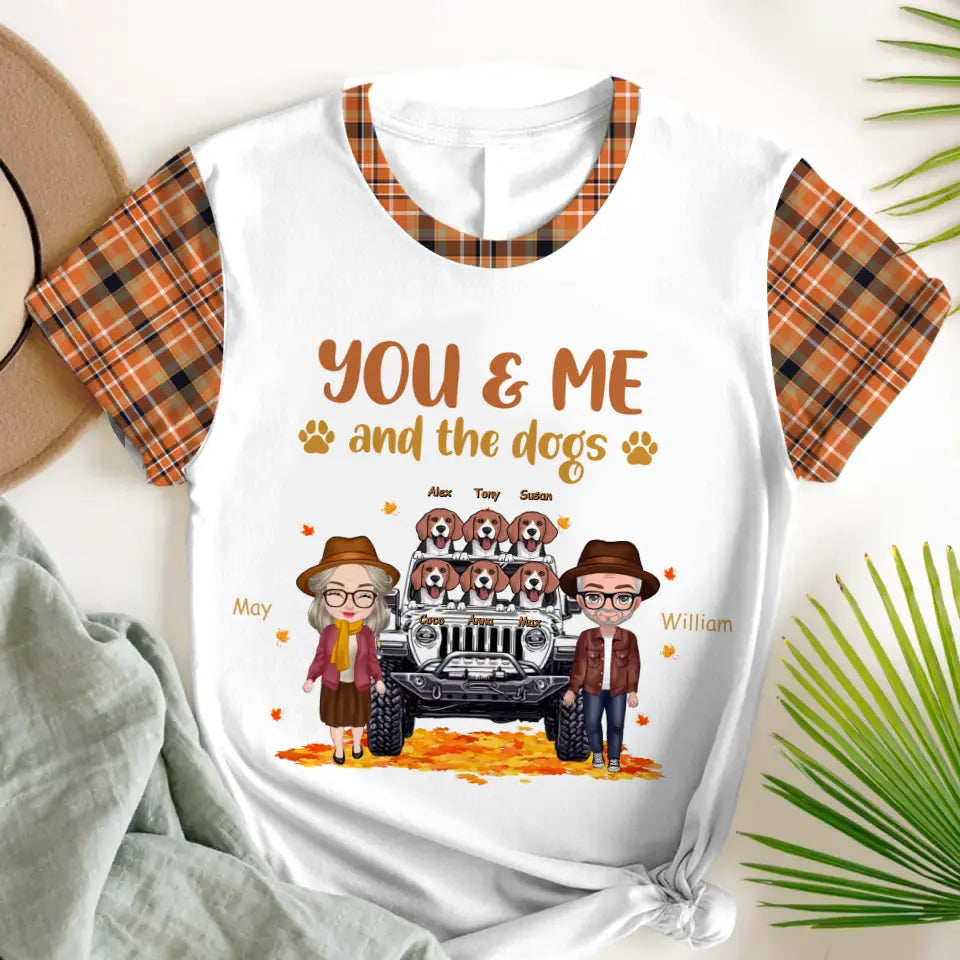 Personalzied You & Me And The Dogs Fall Season Couple 3D T-shirt Printed PNPVD1307