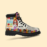 Personalized Teach Love Inspire Gift For Teachers Leather Boots Printed PVD202347