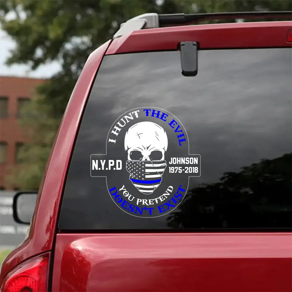 Personalized US Police Department & Name US Flag Car Decal Printed 202366PVD
