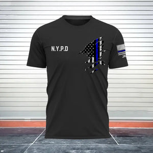 Personalized US Thin Blue Line Tshirt 3D Printed QTPVD2107