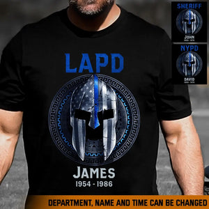 Personalized US Law Enforcement With Thin Blue Line Spartan Tshirt 2023161PTN