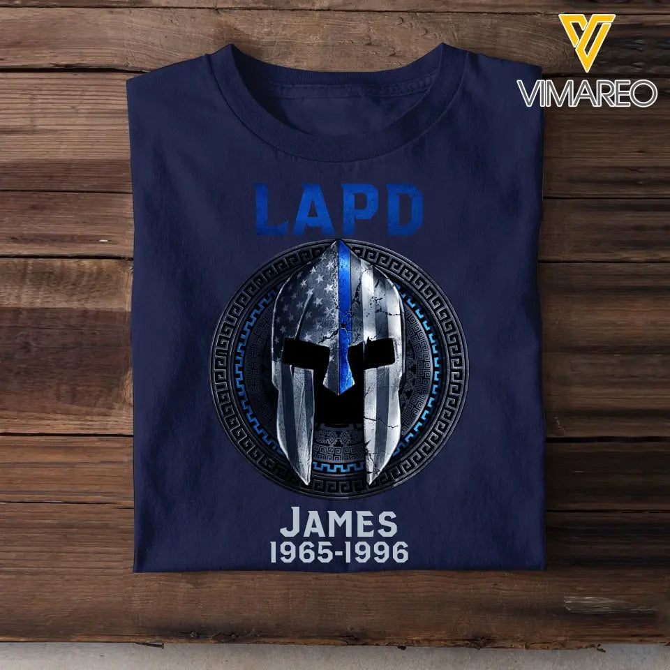 Personalized US Law Enforcement With Thin Blue Line Spartan Tshirt 2023161PTN