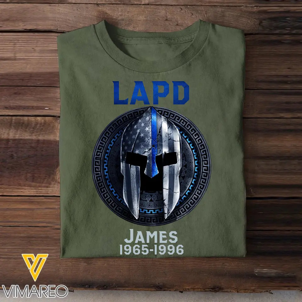 Personalized US Law Enforcement With Thin Blue Line Spartan Tshirt 2023161PTN