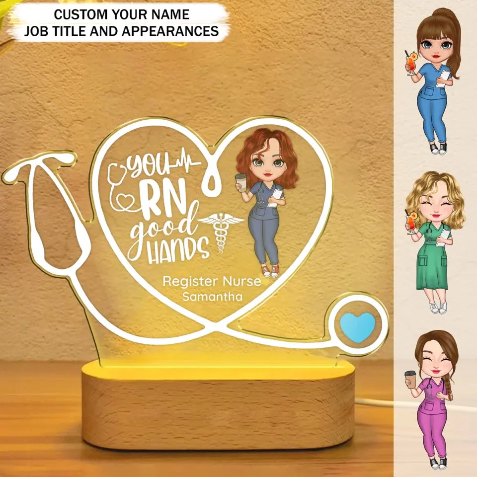 Personalized You RN Good Hands Gift For Nurse LED Lamp Printed HTHPVD2023115