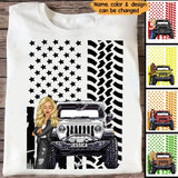 Personalized Cool Jeep Girl On Color Flag Tshirt 23170