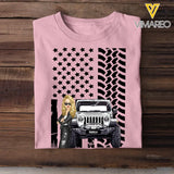 Personalized Cool Jeep Girl On Color Flag Tshirt 23170