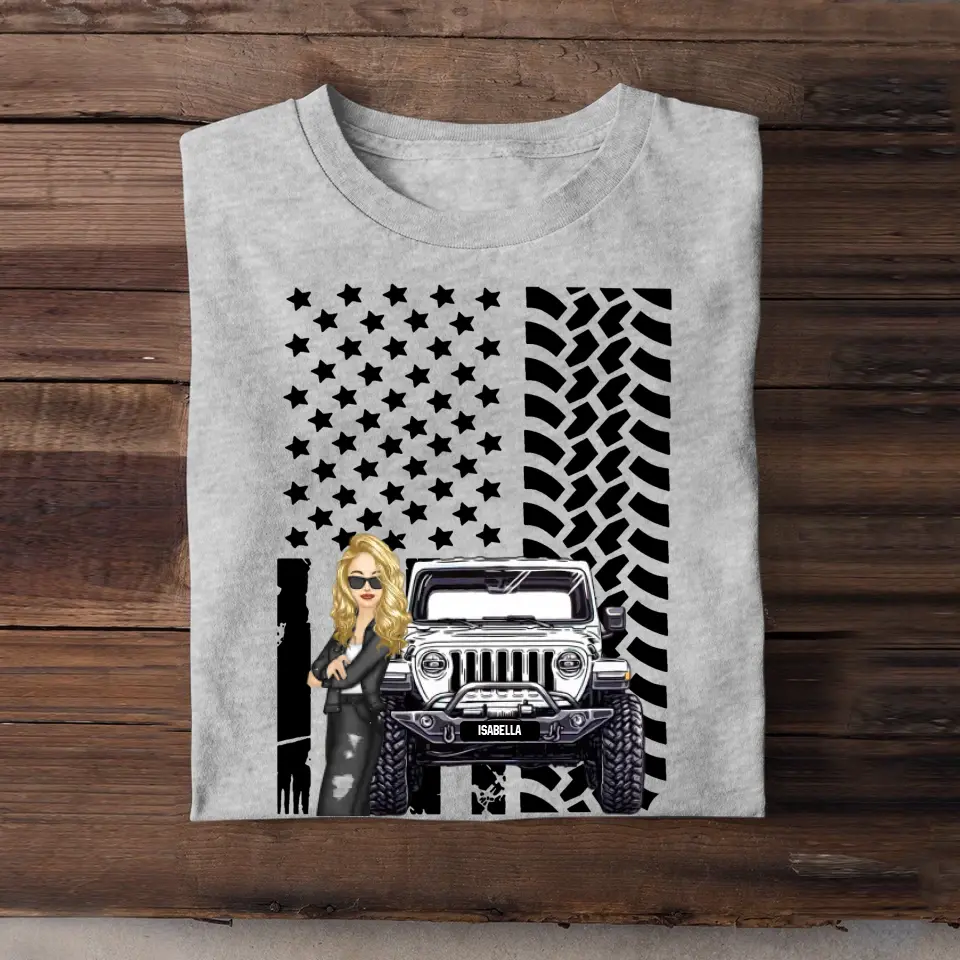 Personalized Cool Jeep Girl On Color Flag Tshirt 23170