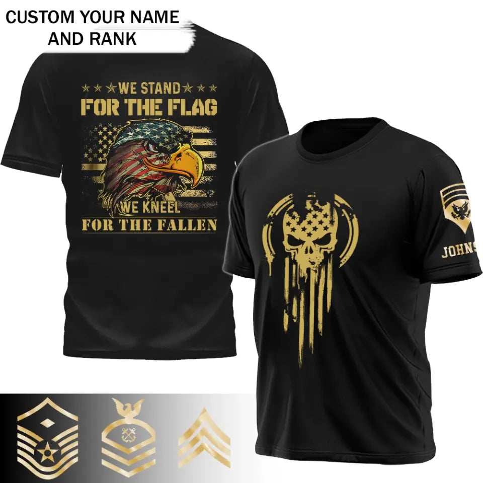 Personalized US We Stand For The Flag We Kneel For The Fallen T-shirt Printed QTPD2023173