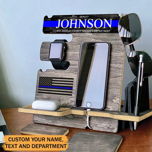 Personalized US Blue Thin Line Flag Dock Station QTPD2023201