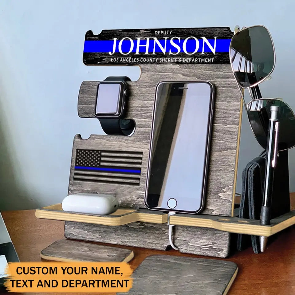 Personalized US Blue Thin Line Flag Dock Station QTPD2023201