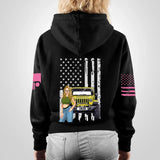 Personalized Jeep Girl with Name Flag Background Hoodie Printed PVD23189