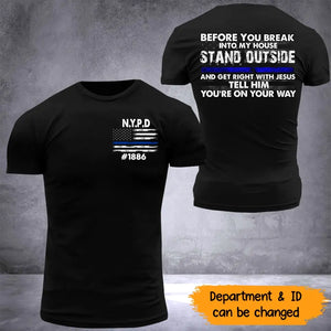 Personalized Thin Blue Line Law Enforcement Sheepdog Custom Your ID And Department Tshirt 2D Printed 23255KVH