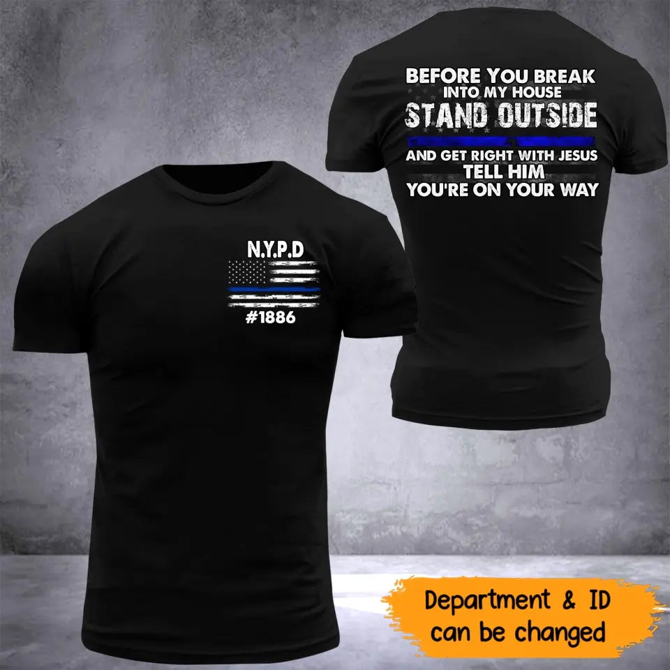 Personalized Thin Blue Line Law Enforcement Sheepdog Custom Your ID And Department Tshirt 2D Printed 23255KVH