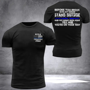 Personalized Thin Blue Line Law Enforcement Sheepdog Custom Your ID And Department Tshirt 2D Printed 23255KVH