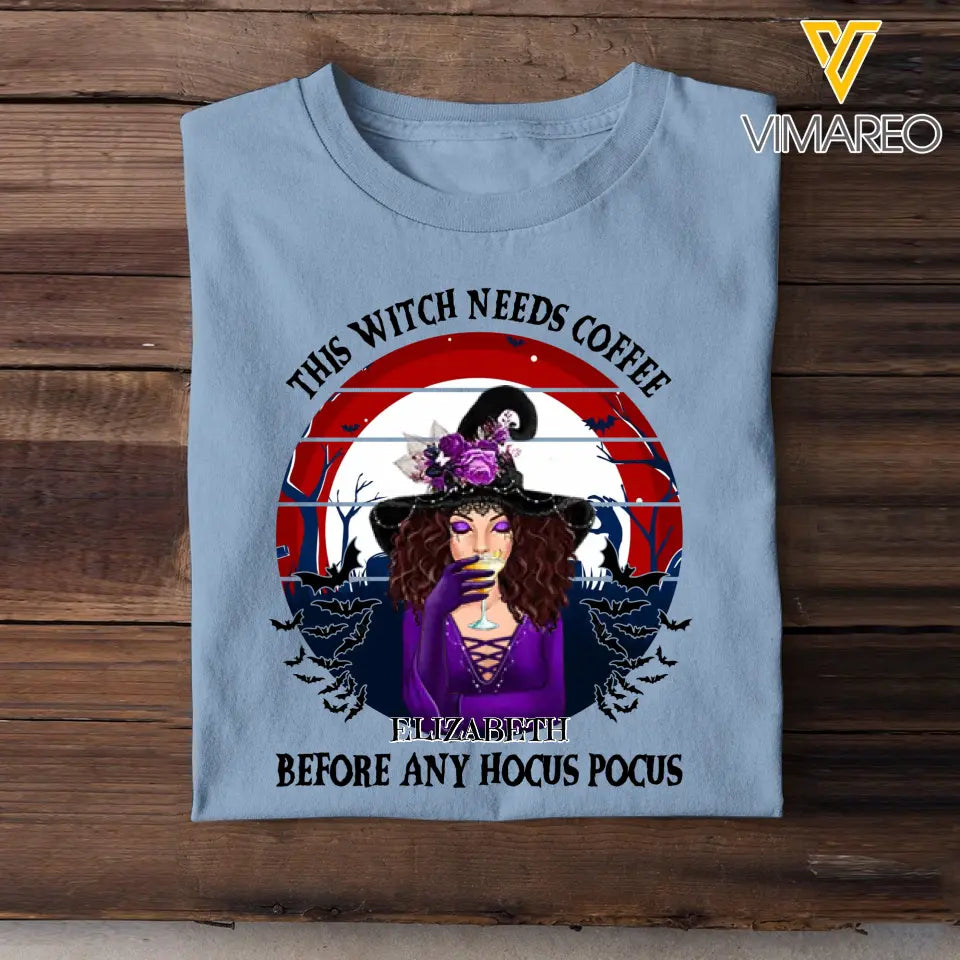 Personalized This Witch Needs Coffee Before Any Hocus Pocus T-shirt Printed HTHPD23209