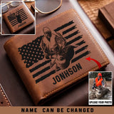 Personalized US Deer Hunting Leather Wallet QTKH257