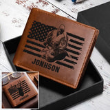 Personalized US Deer Hunting Leather Wallet QTKH257