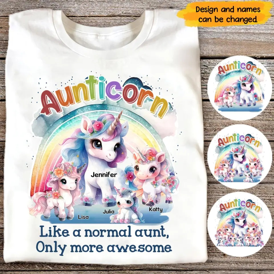 Personalized Aunticorn Like A Normal Aunt Only More Awesome Kid Names T-shirt Printed MTPN23229