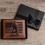 Personalized Ironworker Leather Wallet Laser QTKH270