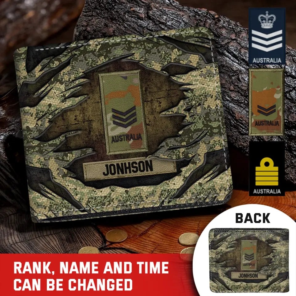 Personalized Australian Armed Force Camo Break Leather Wallet 3D Print QTKH23280