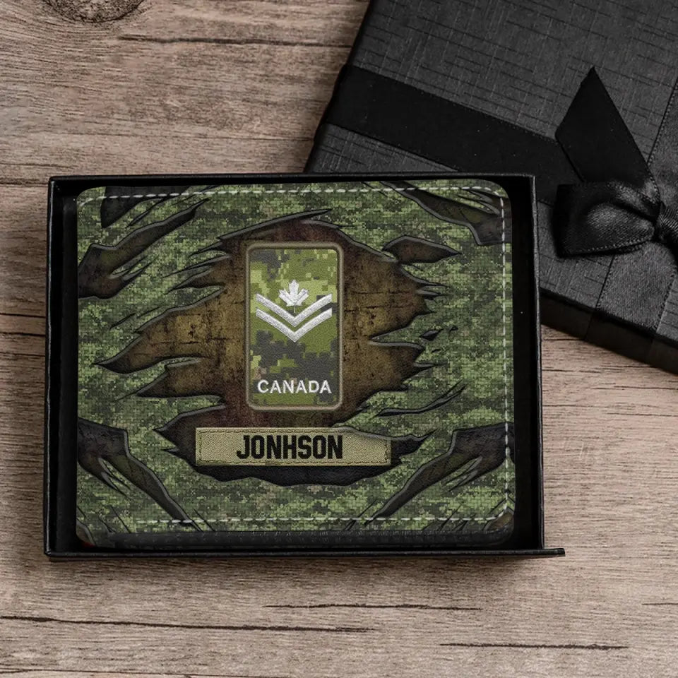 Personalized Canadian Armed Force Camo Break Leather Wallet 3D Print QTKH23280