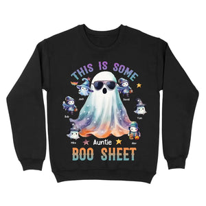 Personalized This Is Some Boo Sheet Ghost Auntie With Kid Names Sweatshirt Printed MTKVH23264