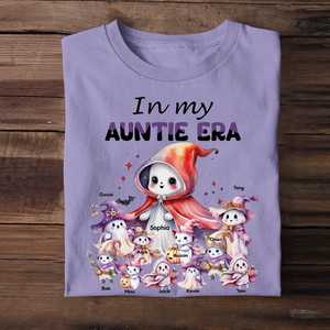 Personalized In My Auntie Era Ghost & Kid Names Tshirt Or Sweatshirt Printed MTPTN23276