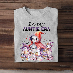 Personalized In My Auntie Era Ghost & Kid Names Tshirt Or Sweatshirt Printed MTPTN23276