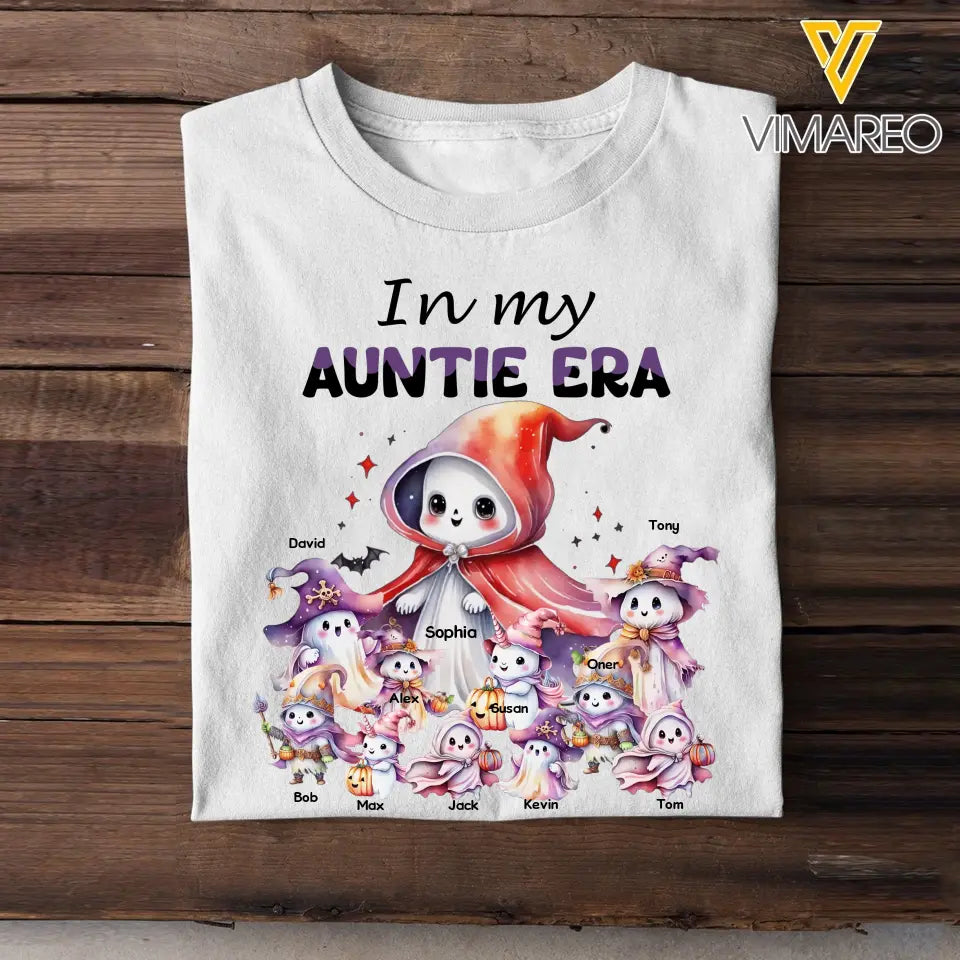 Personalized In My Auntie Era Ghost & Kid Names Tshirt Or Sweatshirt Printed MTPTN23276