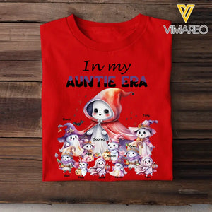 Personalized In My Auntie Era Ghost & Kid Names Tshirt Or Sweatshirt Printed MTPTN23276
