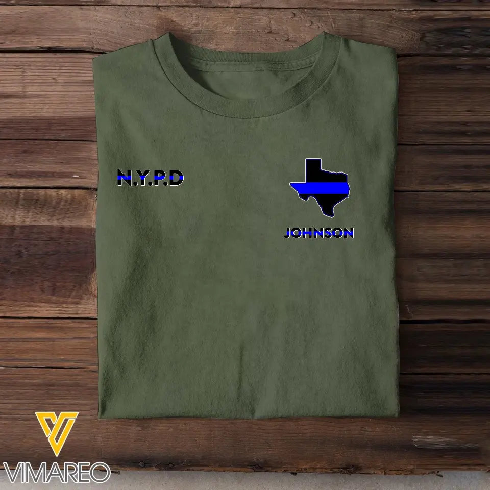 Personalized Thin Blue Line Maps States T-shirt Printed QTVQ23316