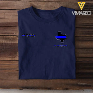 Personalized Thin Blue Line Maps States T-shirt Printed QTVQ23316
