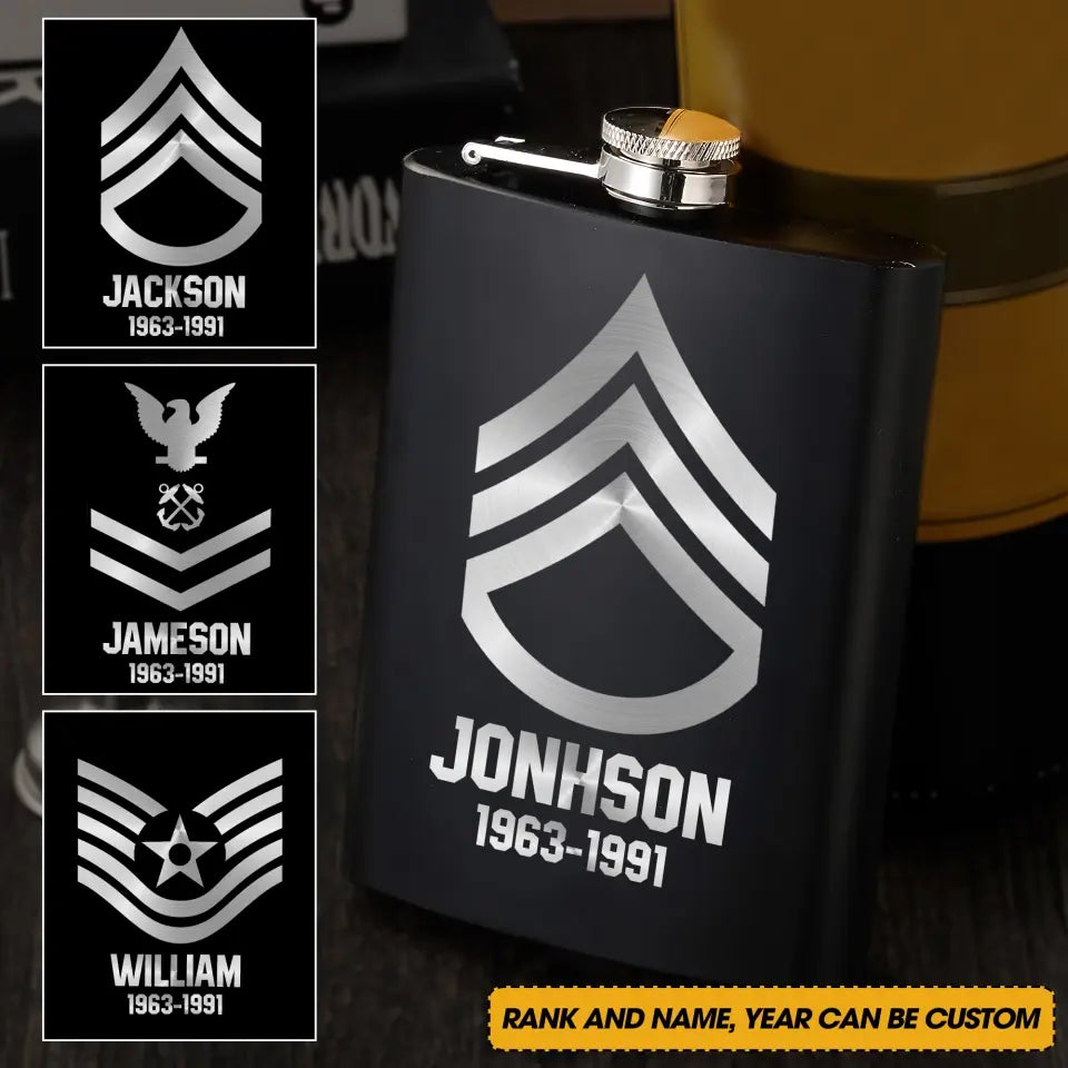 Personalized US Military Retired Steel Flasks QTKH23328