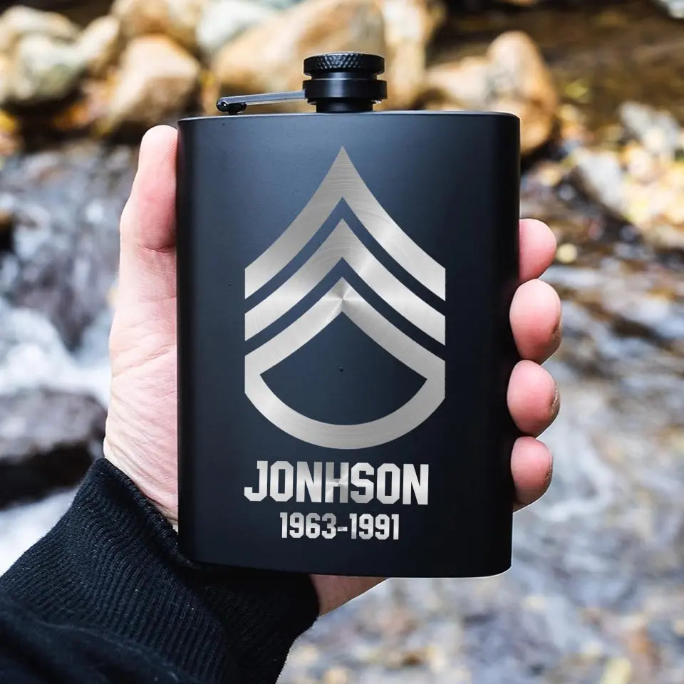 Personalized US Military Retired Steel Flasks QTKH23328