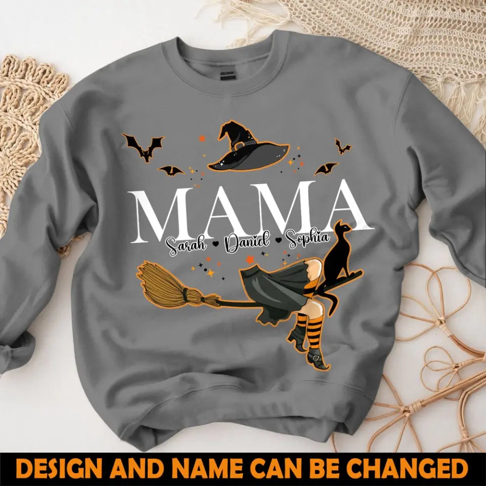 Personalized Witch Mama & Kid Names Sweatshirt Printed HTHHN23306